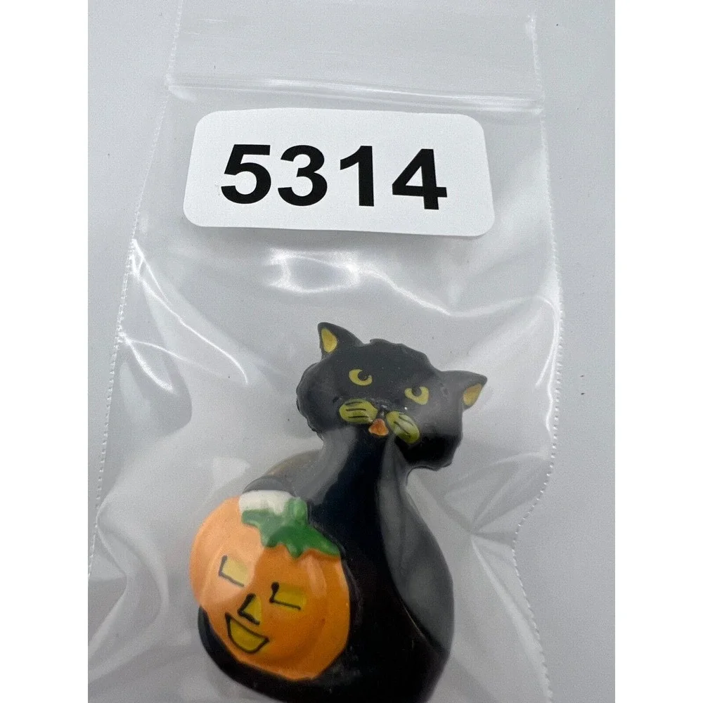 Vintage Black Cat And Pumpkin Novelty‎ Halloween Brooch Pin